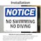 Signmission No Swimming No Diving, 10 in W x Rectangle, Vinyl Decal OS-2PACK-NS-D-710-L-14877 - alternate 2